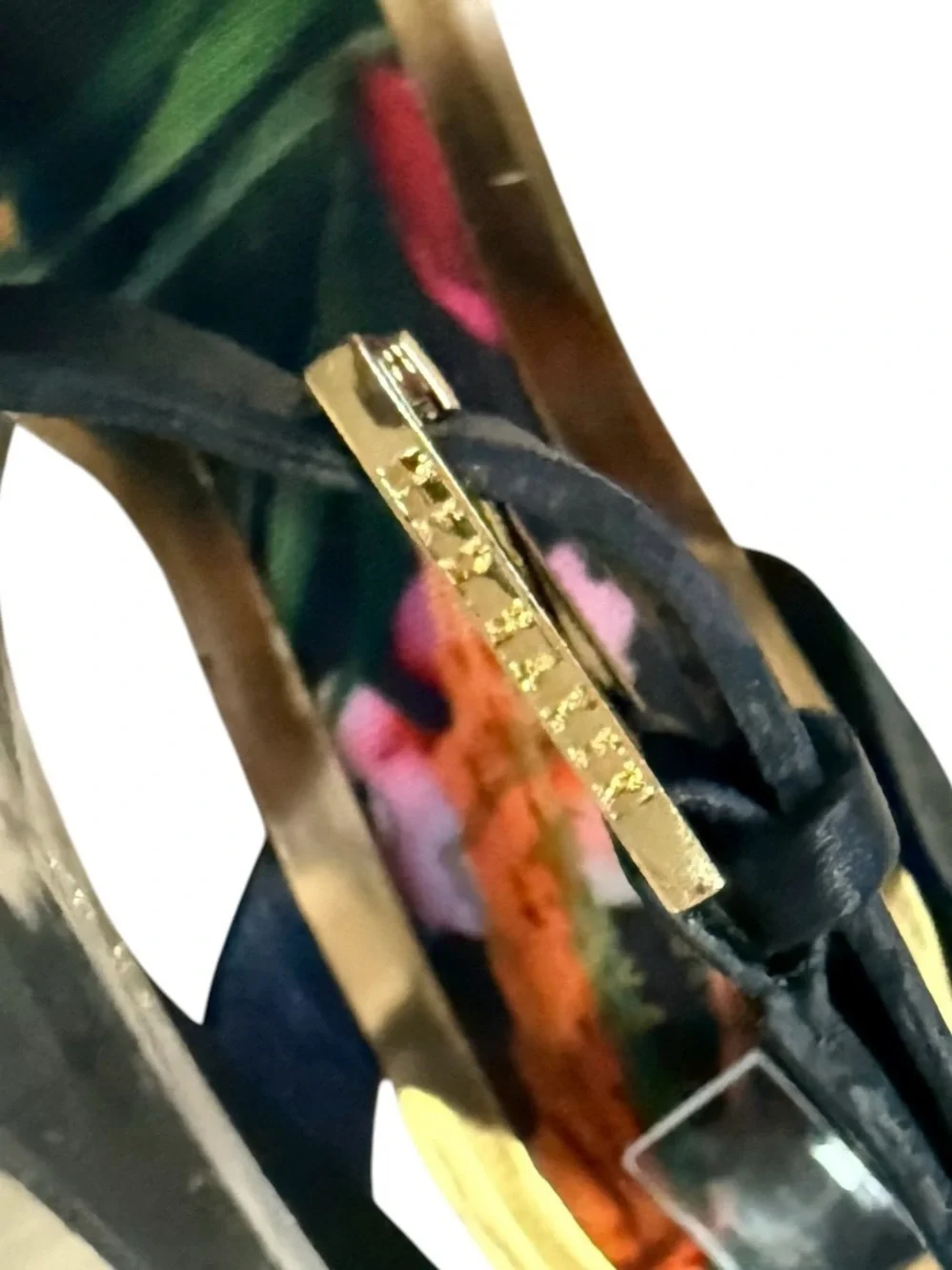 Ted Baker Floral Print Black Wedge Sandals with Ankle Strap - Picture 7 of 10